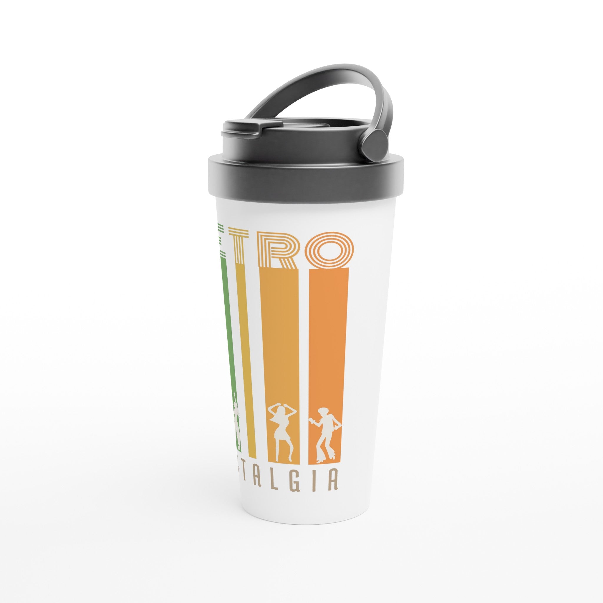 Retro Nostalgia - White 15oz Stainless Steel Travel Mug Travel Mug Globally Fulfilled Retro