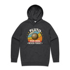 Never Forget Pluto - Mens Hoodie Asphalt Marle Mens Hoodie Printed In Australia Space