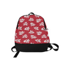 Red Retro Foliage, Hawaiian Flower - Fabric Backpack