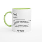 Personalised - Dad Definition - White 11oz Ceramic Mug with Color Inside Ceramic Green Personalised 11oz Mug Customise Dad Globally Fulfilled Name Personalise