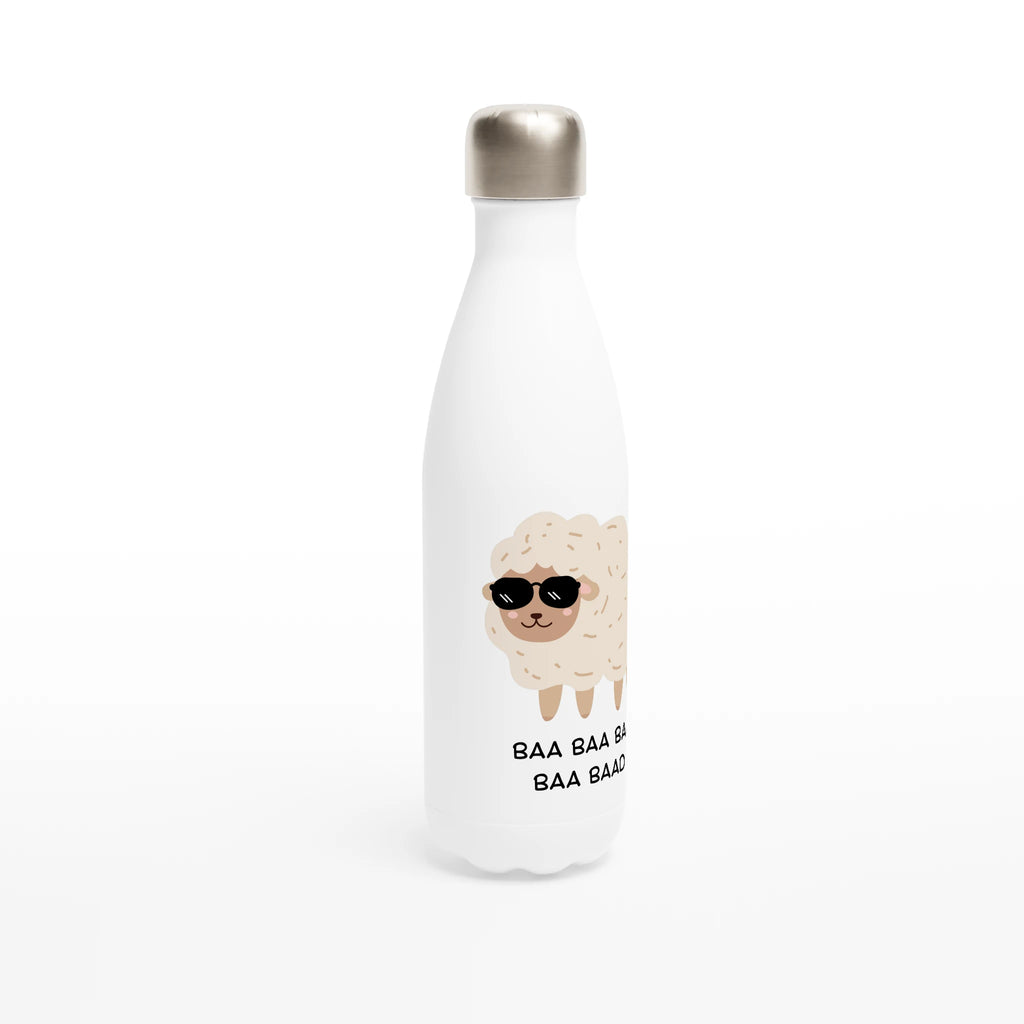 Baa Baa Baa Baa Baad - White 17oz Stainless Steel Water Bottle White Water Bottle animal Globally Fulfilled