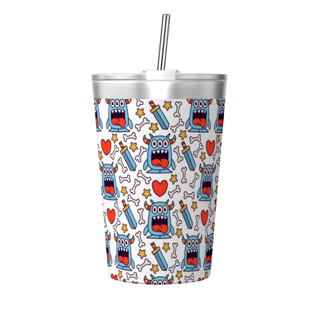 Silly Monsters Stainless Steel Cup With Straw (12oz) One Size Drinkware