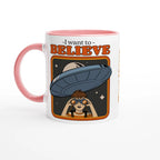 Personalise - I Want To Believe - White 11oz Ceramic Mug Ceramic Pink Personalised Mug customise Globally Fulfilled personalise Sci Fi