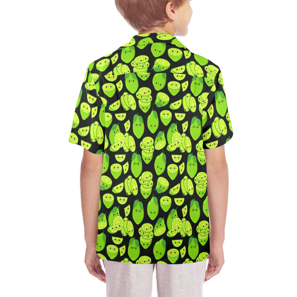 Cute Limes Senior Kids Hawaiian Shirt Senior Kids Hawaiian Shirt 8-15 Food Printed Offshore