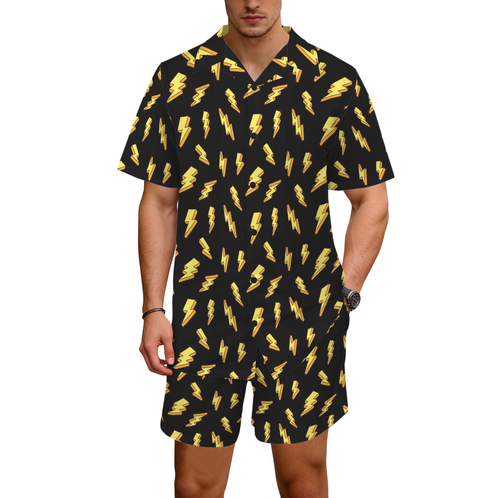 Lightning Bolts - Men's Hawaiian Shirt & Shorts Set