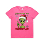 Just Waiting For Christmas, Alien - Kids Youth T-shirt Charity pink Kids Christmas T-shirt Christmas Printed In Australia