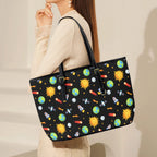 Busy Space - Leather Tote Bag-Large