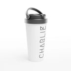 Personalise - Your Name - White 15oz Stainless Steel Travel Mug Personalised Travel Mug