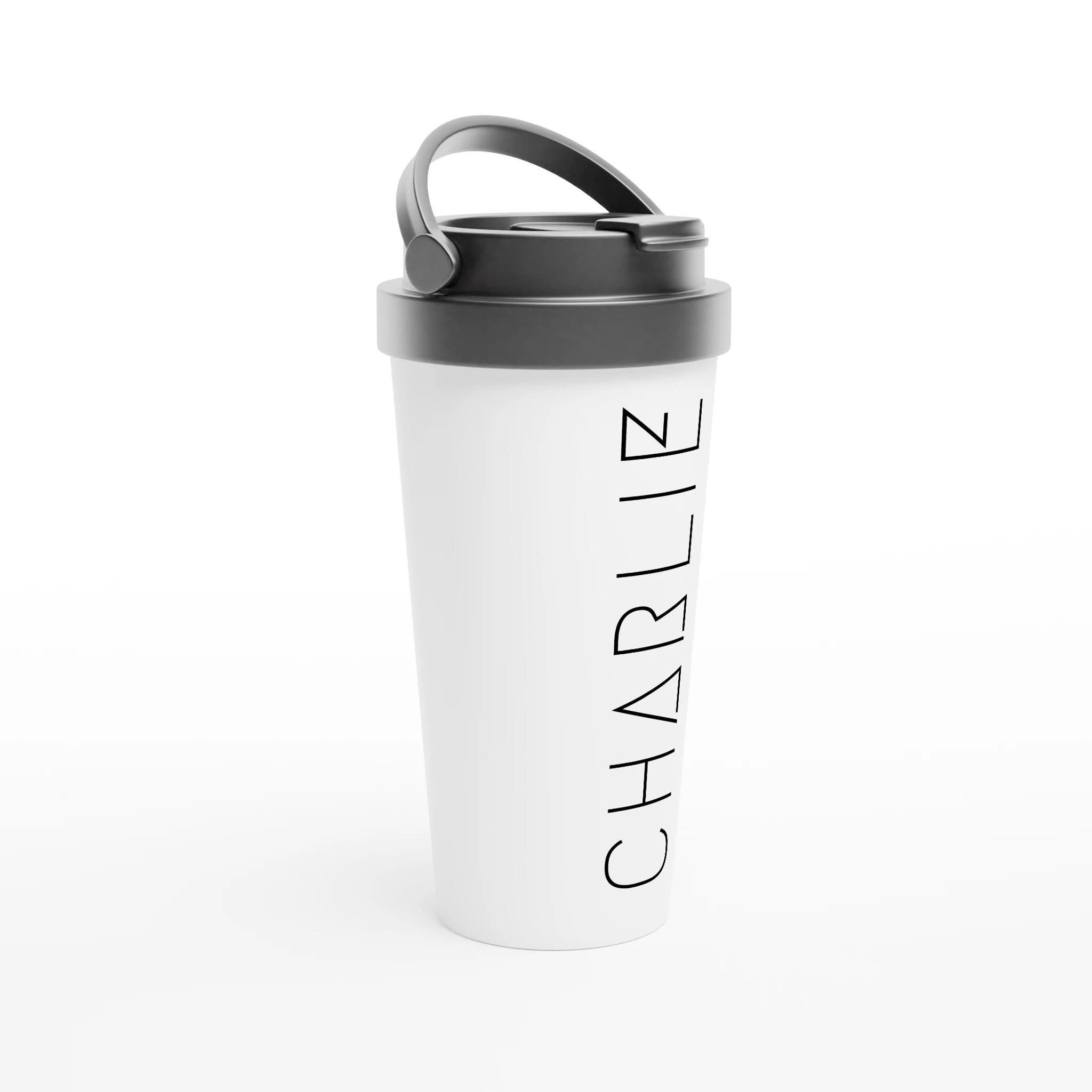 Personalise - Your Name - White 15oz Stainless Steel Travel Mug Personalised Travel Mug