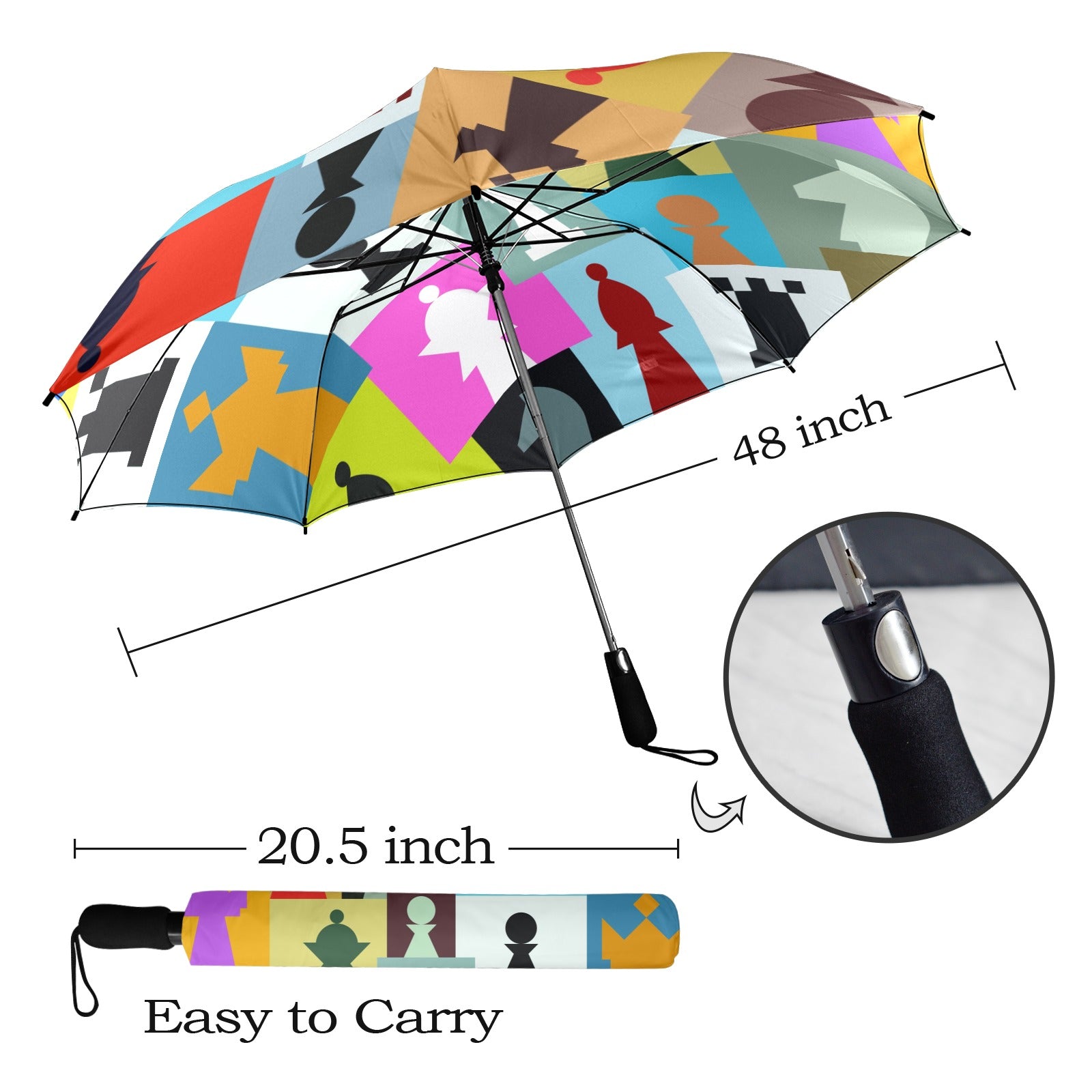 Colourful Chess - Semi-Automatic Foldable Umbrella (Model U12) Semi-Automatic Foldable Umbrella (U12)