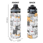 Cat Hello Insulated Water Bottle with Dual-Use Lid (18oz) Insulated Water Bottle with Dual-Use Lid (18oz) animal Printed Offshore