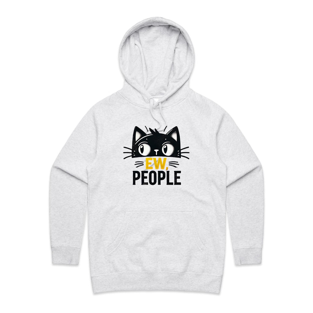 Ew People, Cat - Womens Hoodie White Marle Womens Hoodie animal Printed In Australia