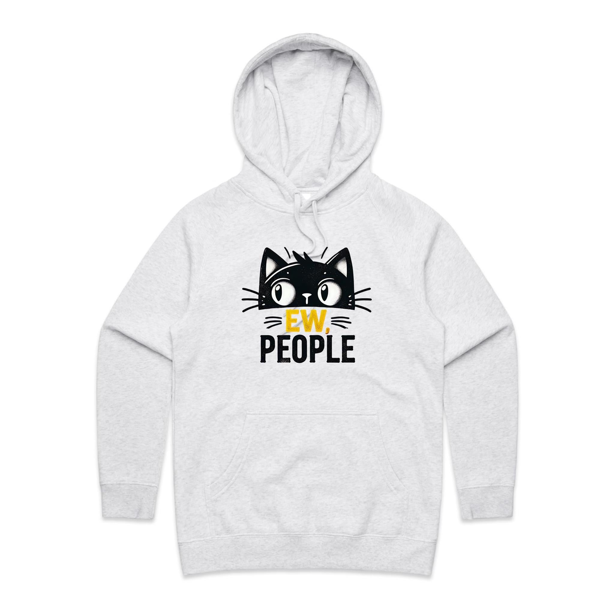 Ew People, Cat - Womens Hoodie White Marle Womens Hoodie animal Printed In Australia