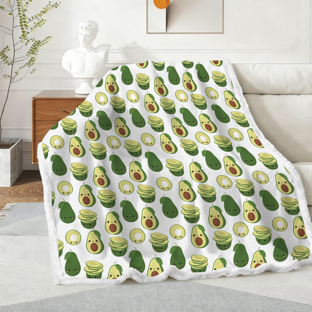 Cute Avocados - Double-Layer Fleece Blanket 51"x59"