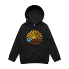 Vintage Surf - Kids Hoodie Black Kids Hoodie Printed In Australia