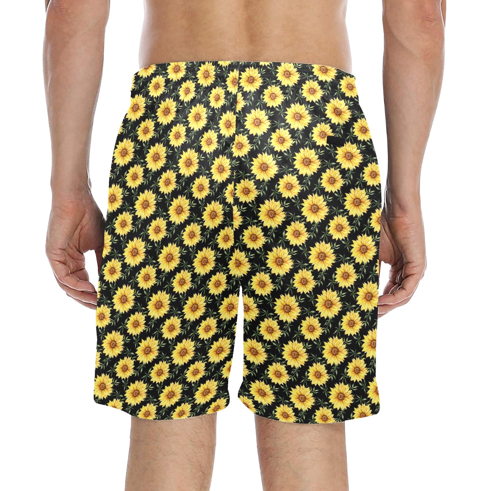 Painted Sunflower Men's Mid-Length Beach Shorts Men's Mid-Length Beach Shorts Plants Printed Offshore