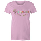 Birds On A Branch - Womens T-shirt Pink Womens T-shirt animal Printed In Australia