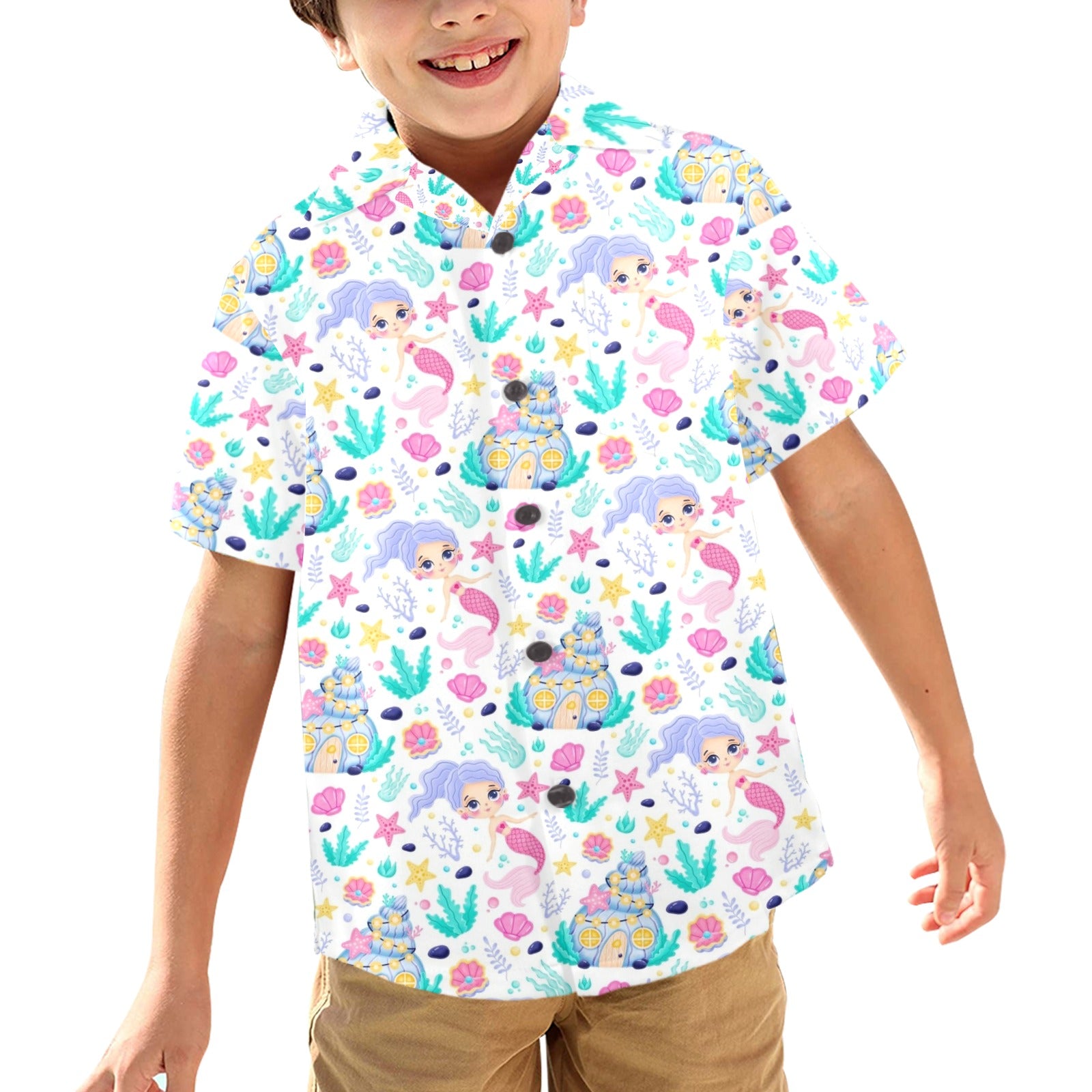 Mermaid World Junior Kids Hawaiian Shirt