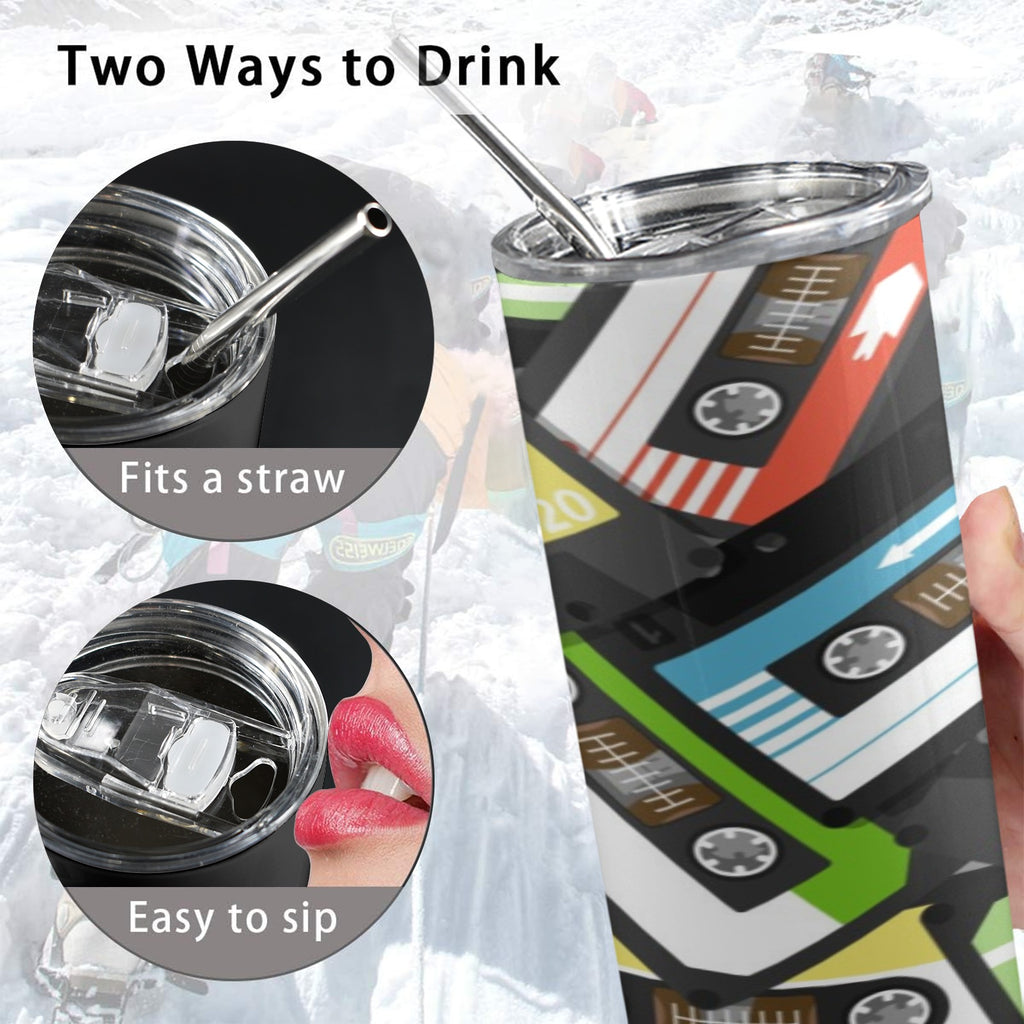 Cassette Tapes 20oz Tall Skinny Tumbler with Lid and Straw