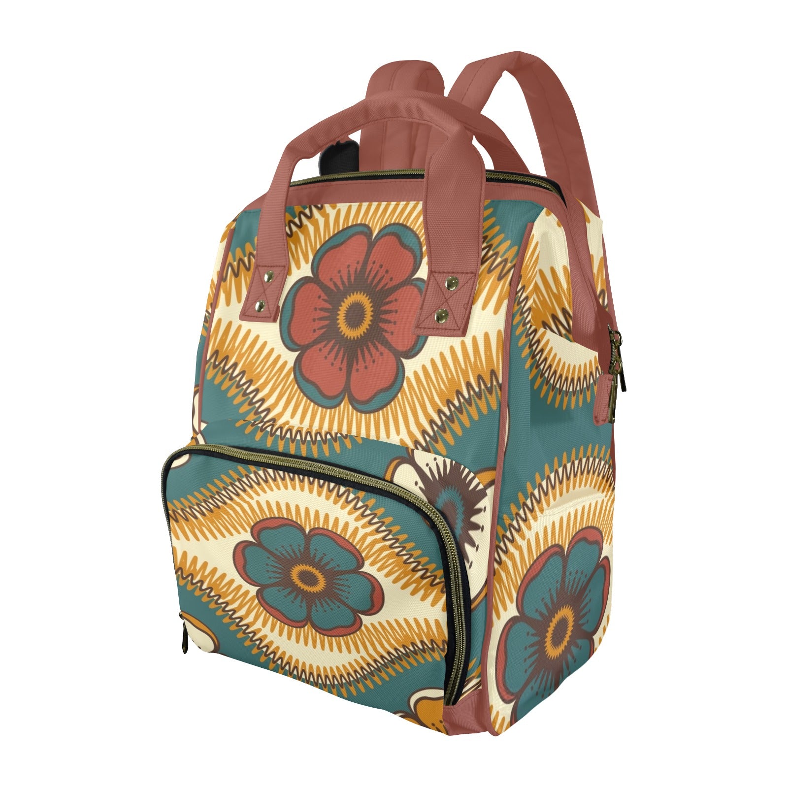 Vintage Floral - Multi-Function Backpack, Nappy / Diaper Bag