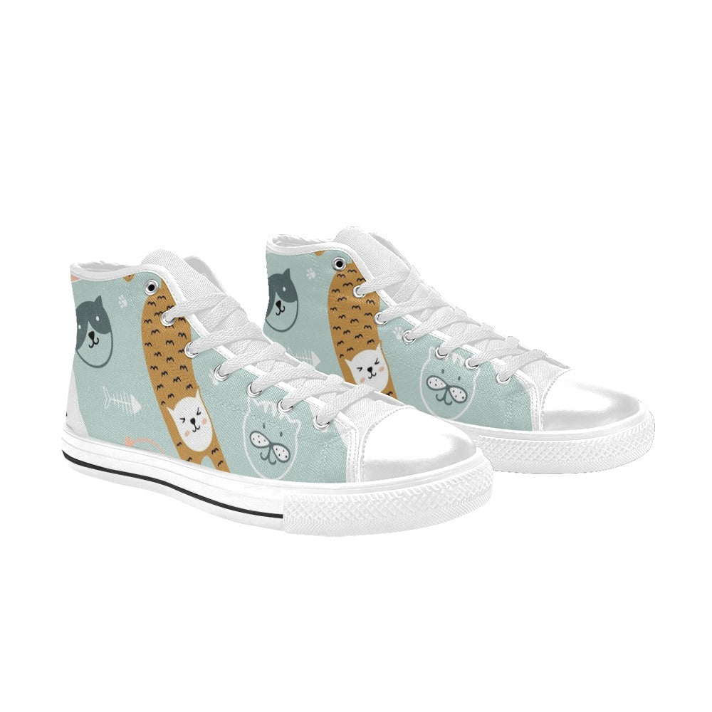 Cat Stretch - Kids High Top Canvas Shoes