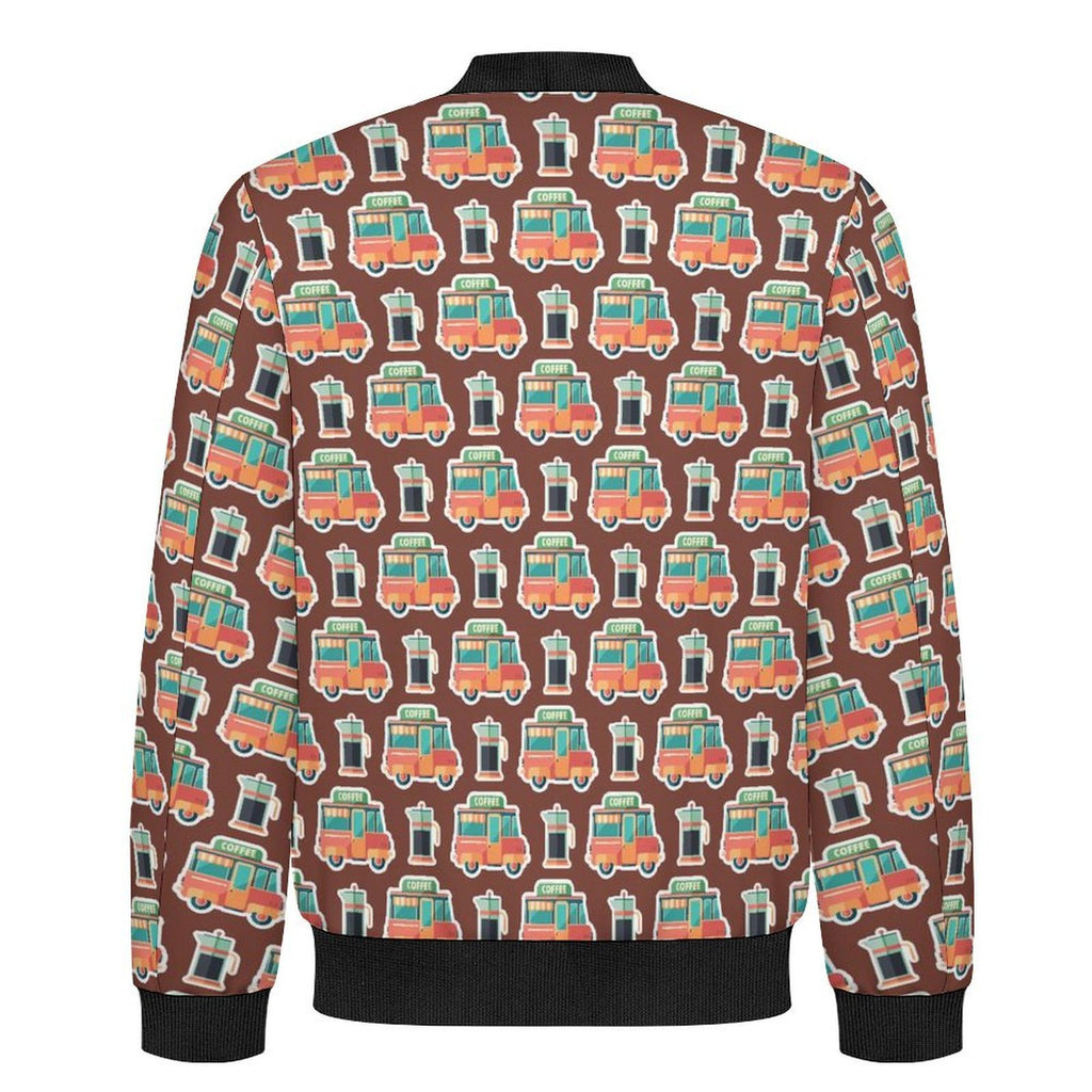 Coffee Van Men's Casual Zip‑Up Bomber Jacket