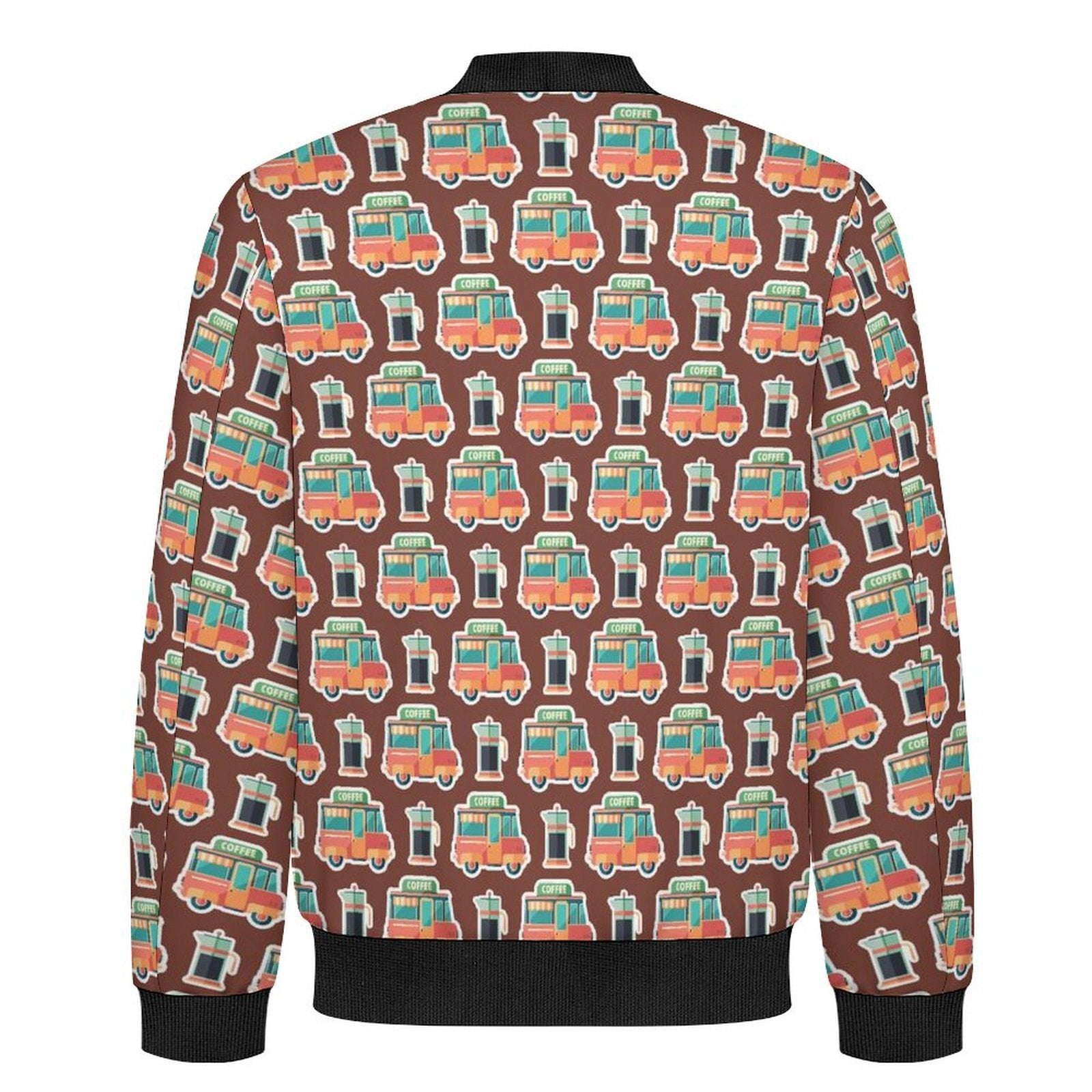 Coffee Van Men's Casual Zip‑Up Bomber Jacket
