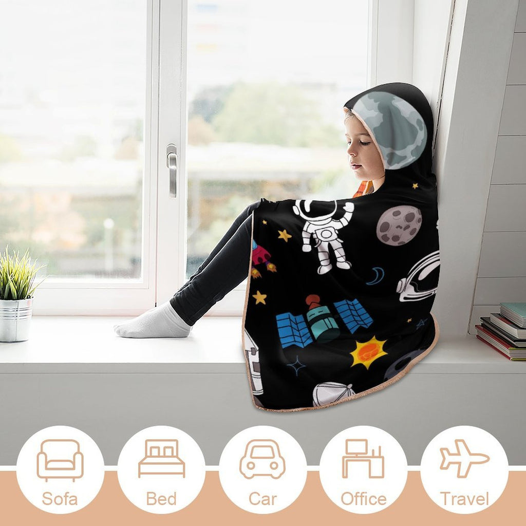 Kids Space Kids Hooded Blanket 100cm x 130cm Kids Hooded Blanket Printed Offshore Space