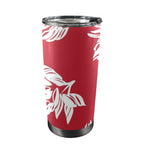 Red Retro Foliage, Hawaiian Flower - 20oz Mobile Tumbler with Lid (Black Lock) One Size 20oz Travel Mug Printed Offshore Surf