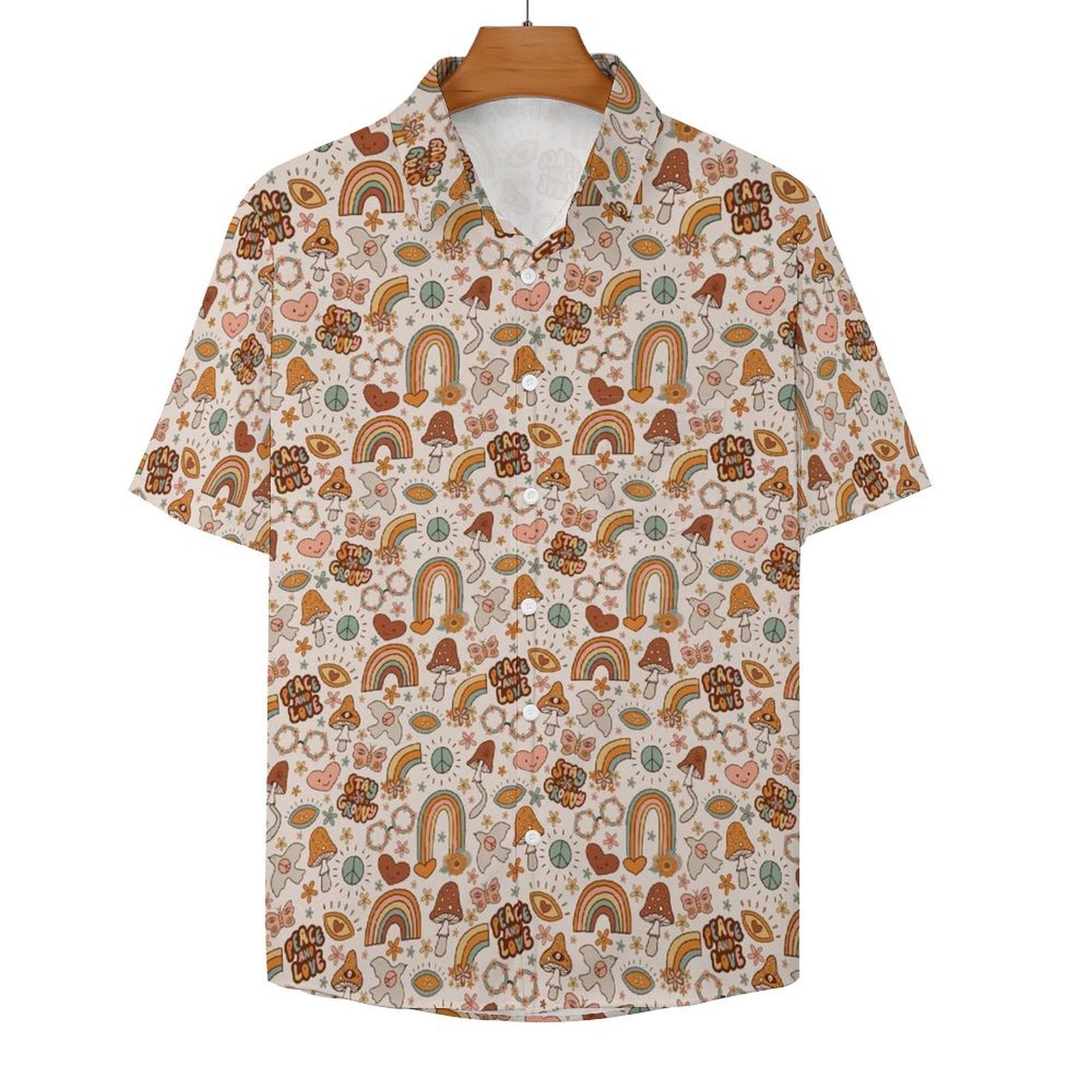 Peace And Love Women's Short-Sleeve Button Up Shirt Women's Short-Sleeve Button Up Shirt Printed Offshore Retro