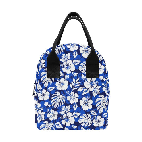 Blue Hawaiian Floral - Zipper Lunch Bag One Size Zipper Lunch Bag Printed Offshore