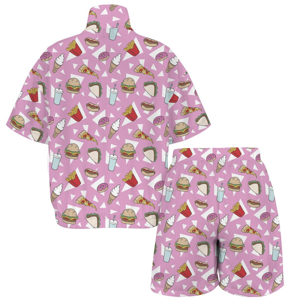 Fast Food Women's Windbreaker Short Set Women's Windbreaker Short Set Food Printed Offshore