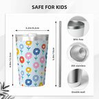 Abstract Cute Flowers Small Stainless Steel Travel Mug Cup 12oz/350ml