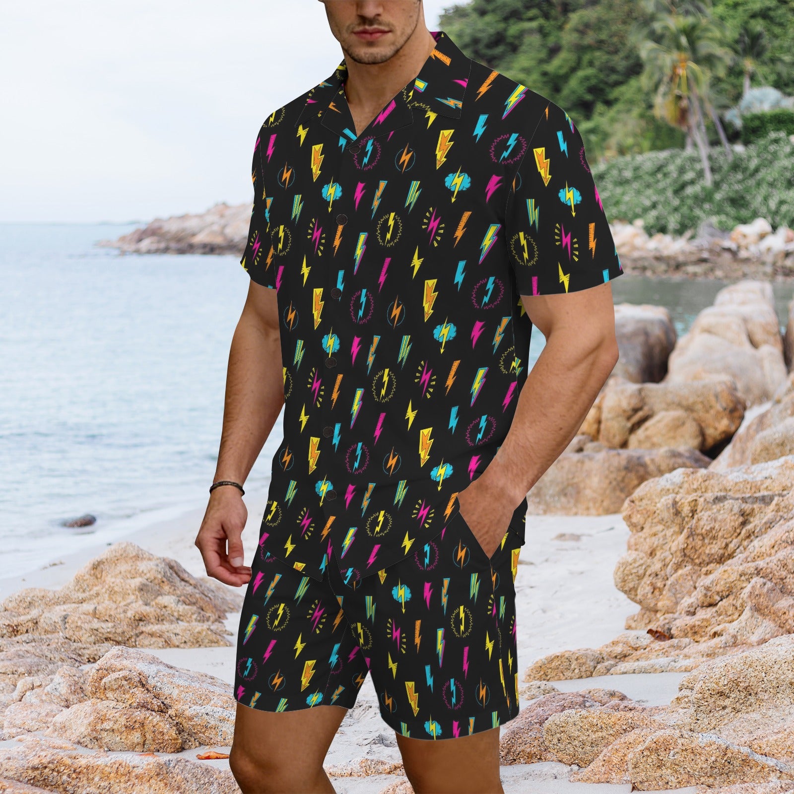 Fun Lightning - Men's Hawaiian Shirt & Shorts Set