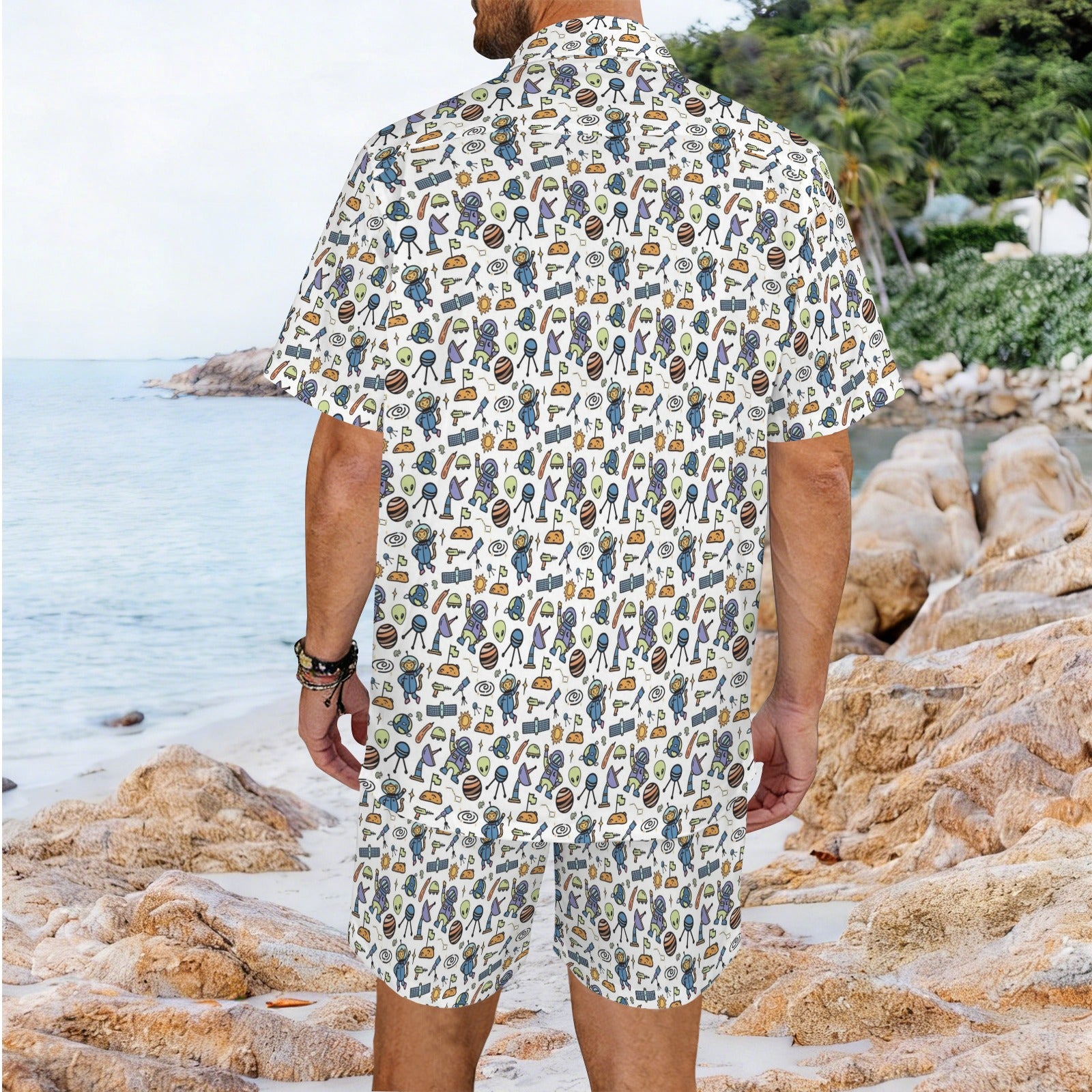 All About Space Men's Hawaiian Shirt & Shorts Set Men's Hawaiian Shirt & Shorts Set Printed Offshore Space