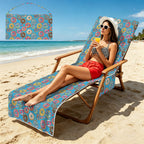 Doughnuts On Blue Beach Chair Towel Cover with Side Pockets