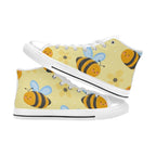 Bright Bees - Kids High Top Canvas Shoes