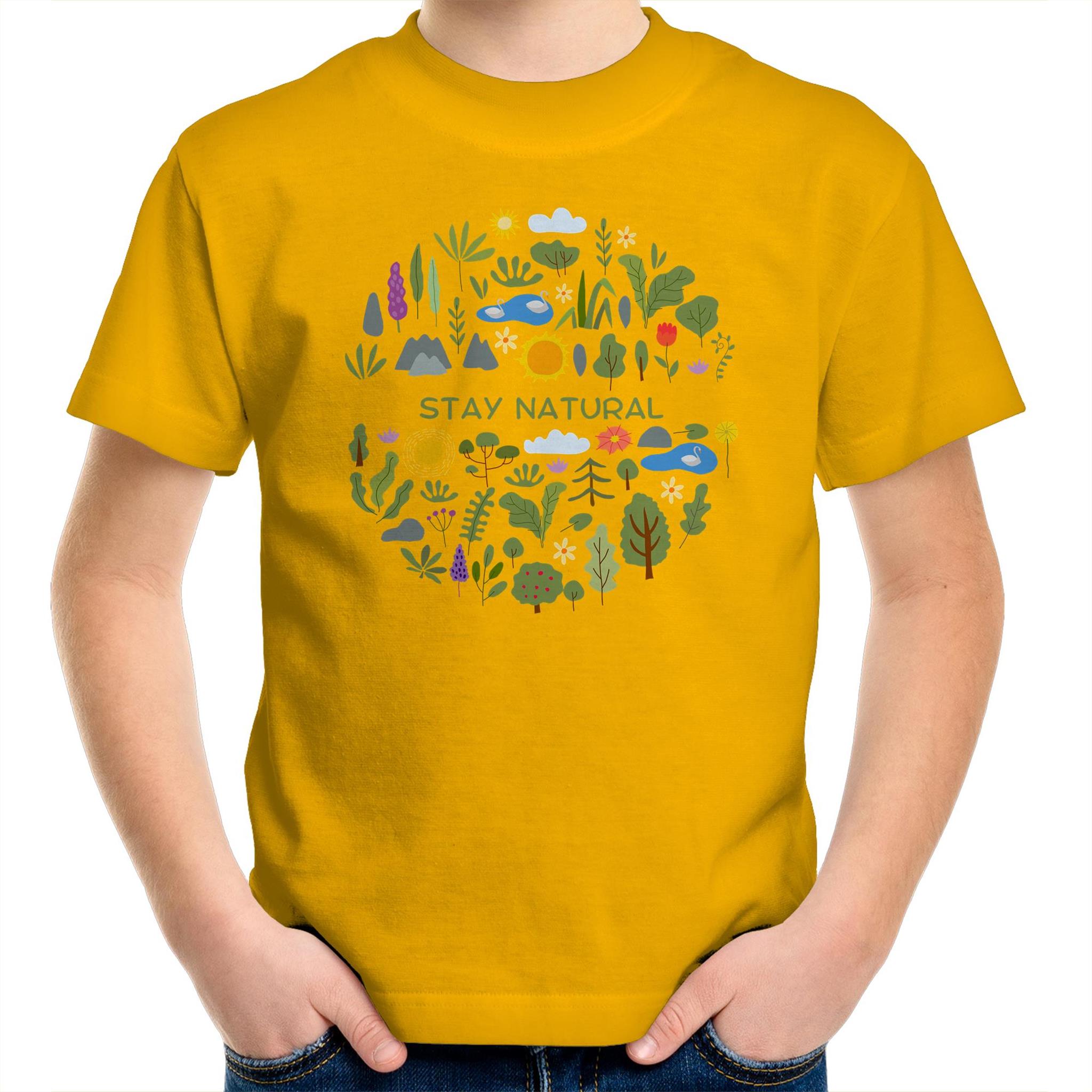 Stay Natural - Kids Youth T-Shirt Gold Kids Youth T-shirt Plants Printed In Australia