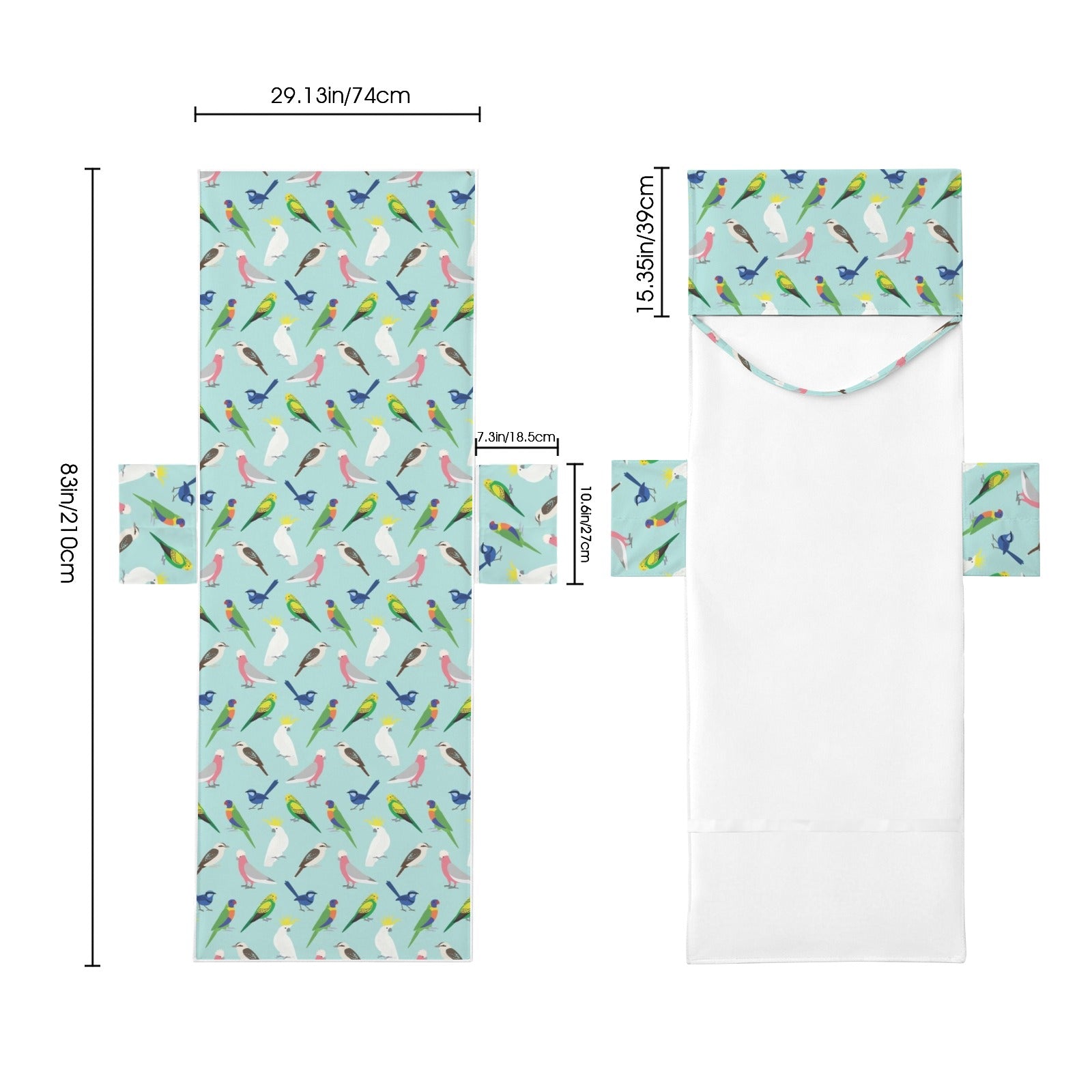 Australian Birds Beach Chair Towel Cover with Side Pockets