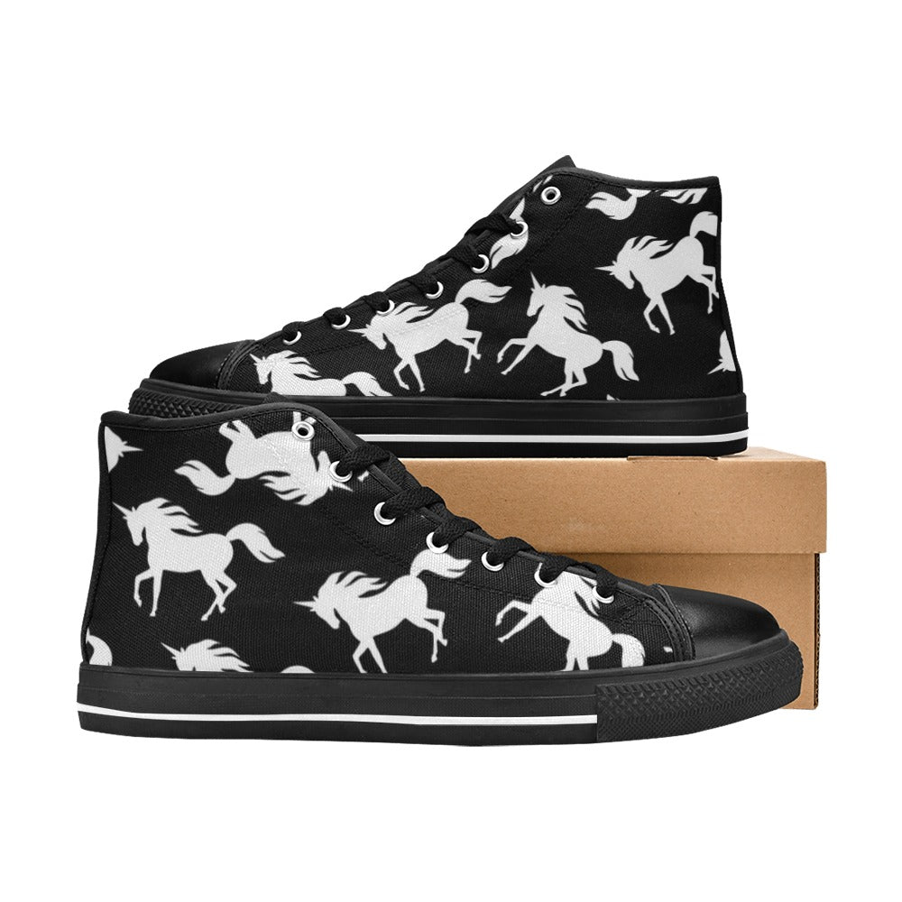 Unicorns - Kids High Top Canvas Shoes