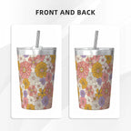 Faded Floral Small Stainless Steel Travel Mug Cup 12oz/350ml