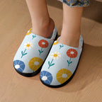Abstract Cute Flowers Kids Cotton Slippers Kids Cotton Slippers Plants Printed Offshore