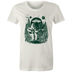 Alien And Bigfoot Play Guitar - Womens T-shirt Natural Womens T-shirt Music Printed In Australia Sci Fi
