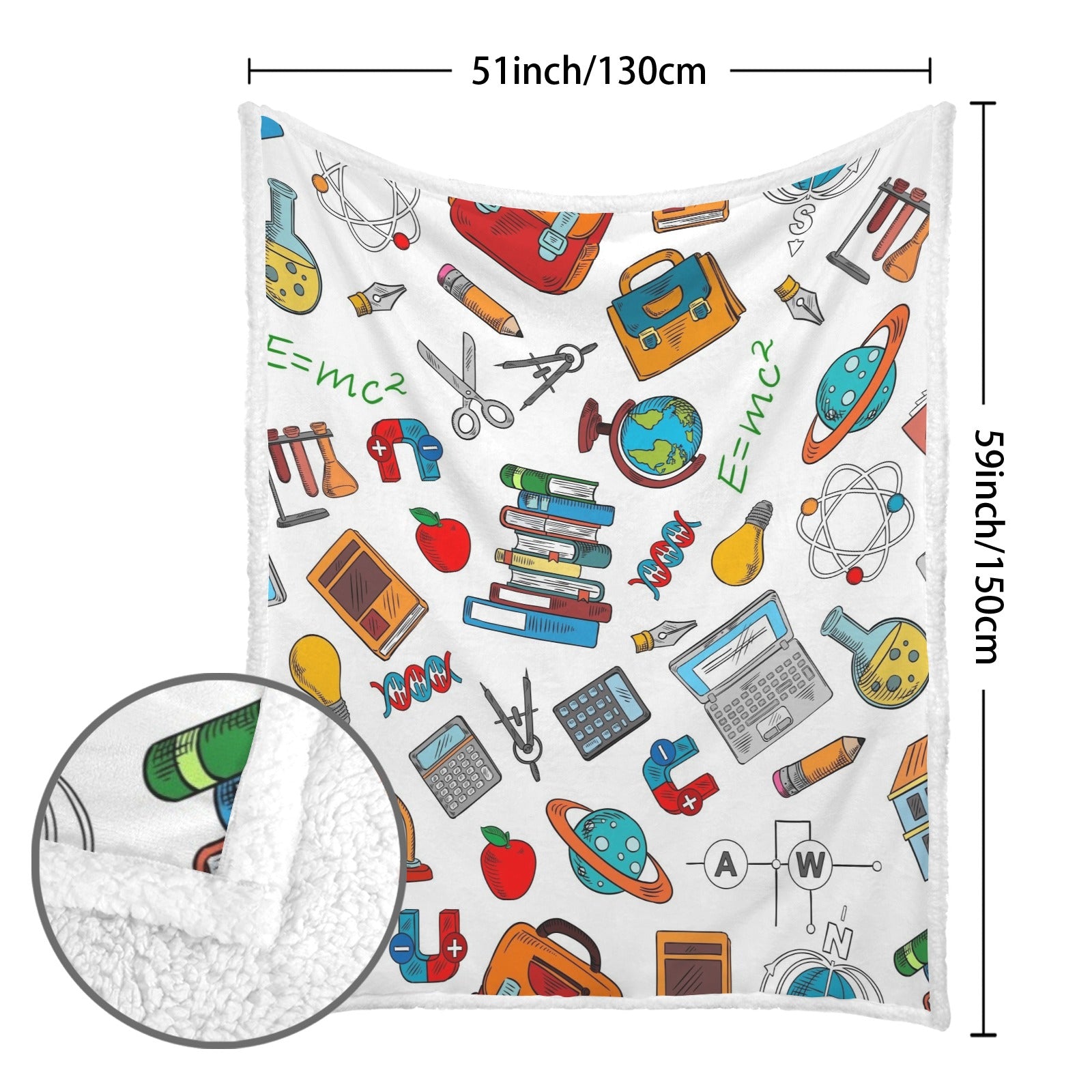 School Time, Teacher Life - Double-Layer Fleece Blanket 51"x59"