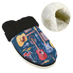 Music Instruments Women's Fur Trim Thick-Sole Indoor Slippers Women's Fur Trimmed Slippers Music Printed Offshore