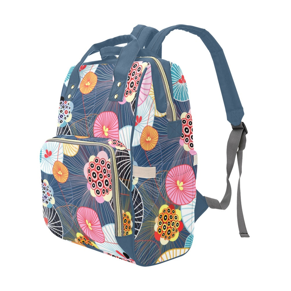 Abstract Floral - Multi-Function Backpack, Nappy / Diaper Bag