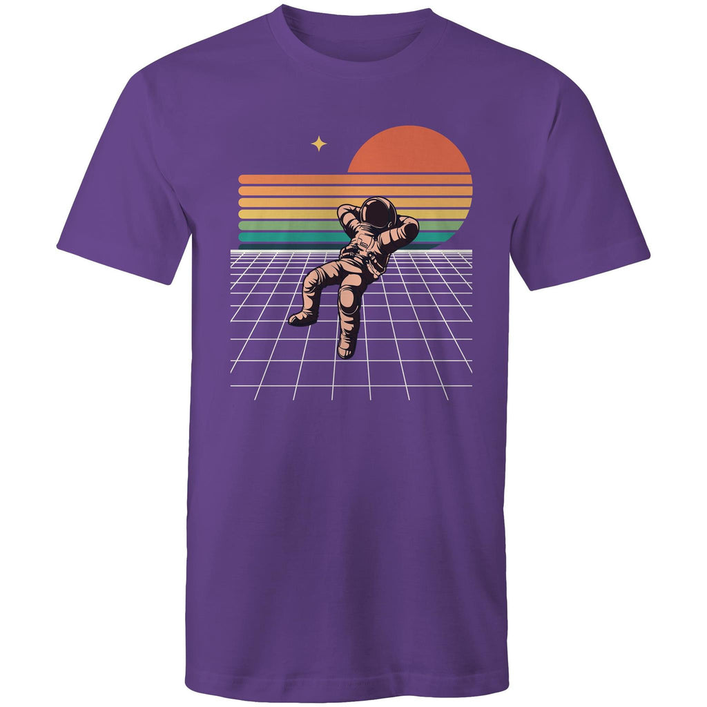 Retro Astronaut - Mens T-Shirt Purple Mens T-shirt Printed In Australia Retro Space