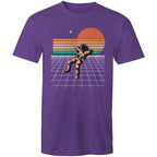 Retro Astronaut - Mens T-Shirt Purple Mens T-shirt Printed In Australia Retro Space