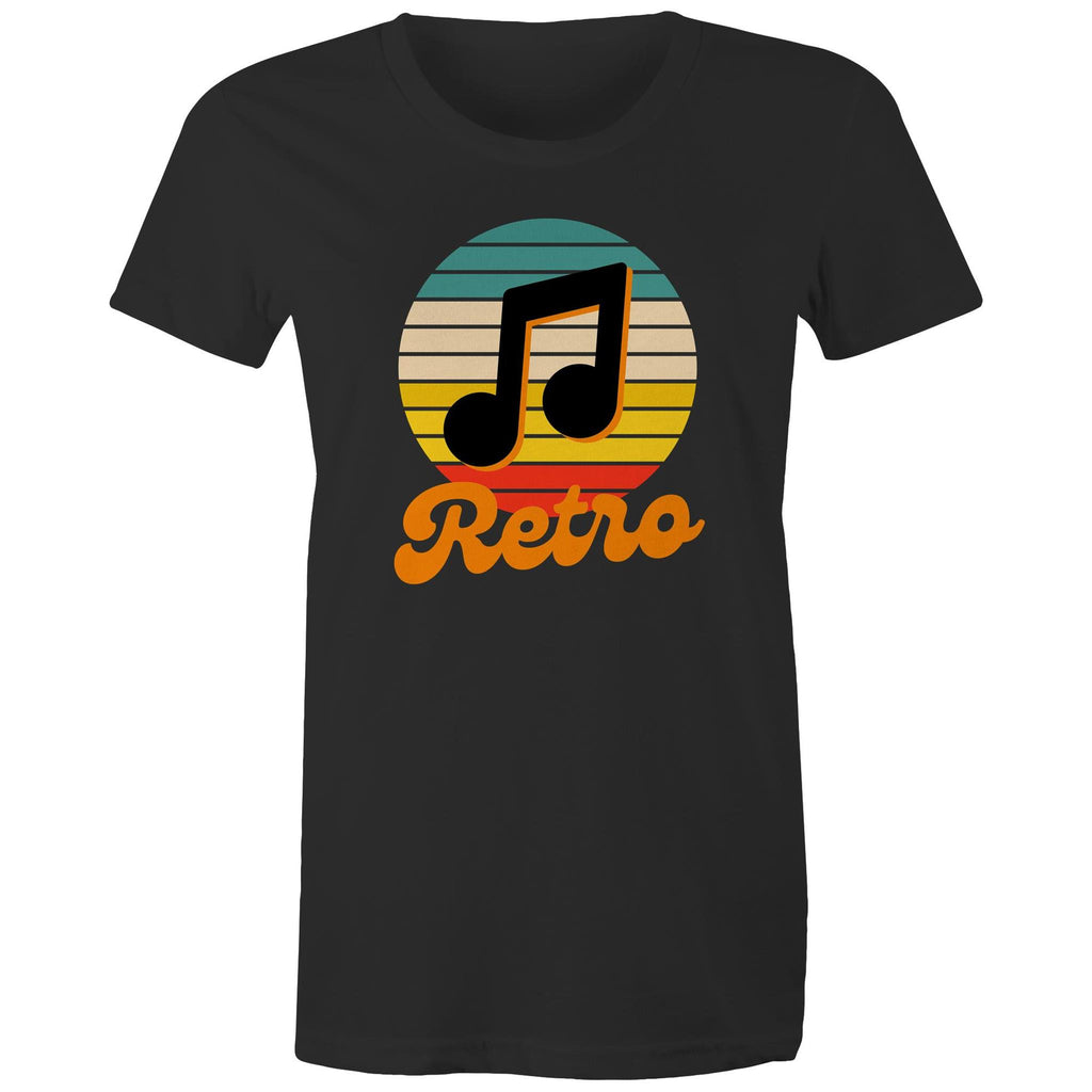 Retro Music - Womens T-shirt Black Womens T-shirt Music Printed In Australia Retro