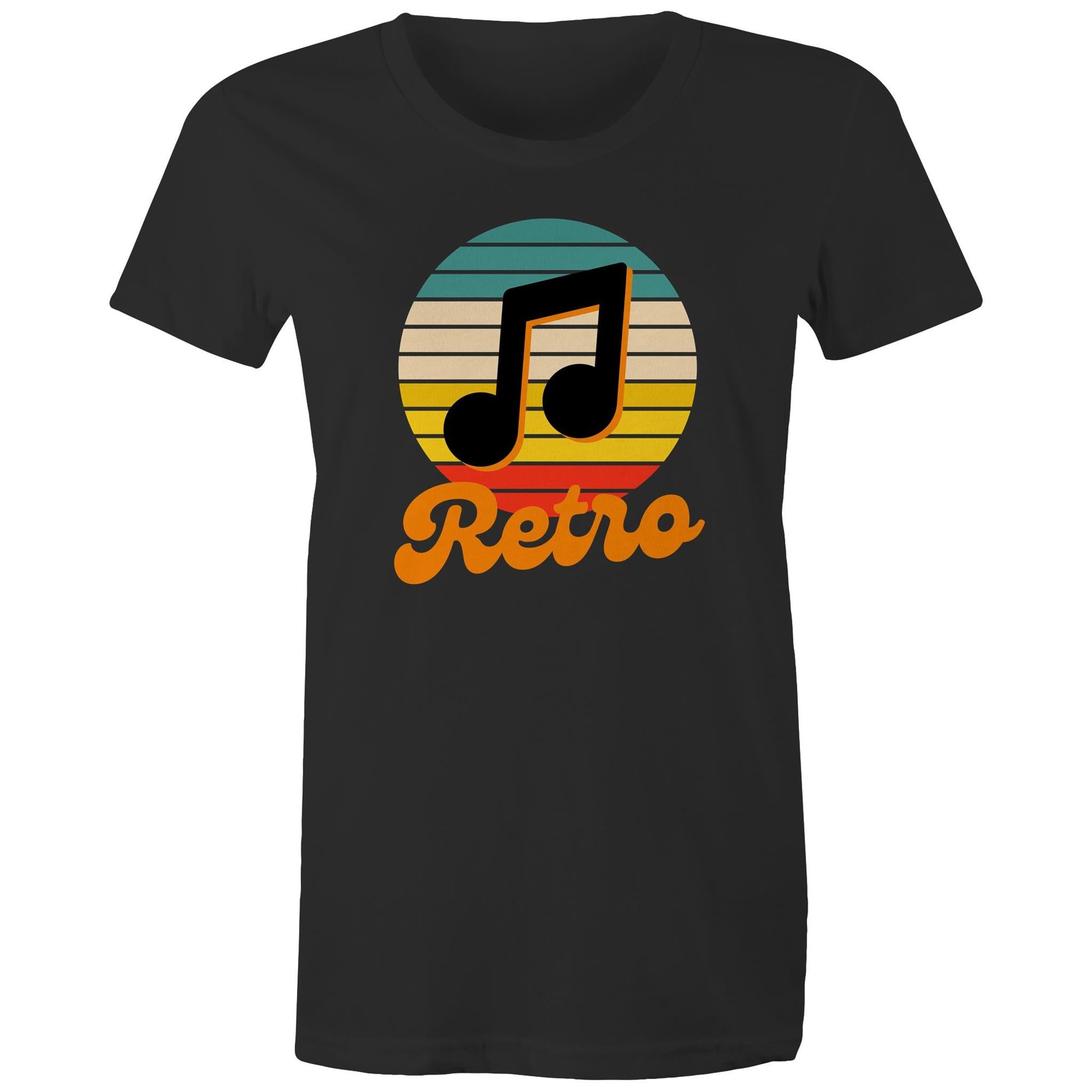 Retro Music - Womens T-shirt Black Womens T-shirt Music Printed In Australia Retro